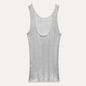 Silver metallic knit tank